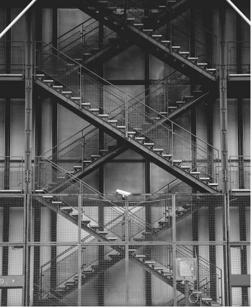 greyscale series of stairs