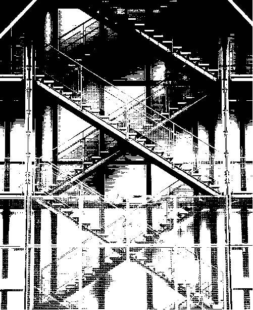 a
greyscale filtered image of stairs